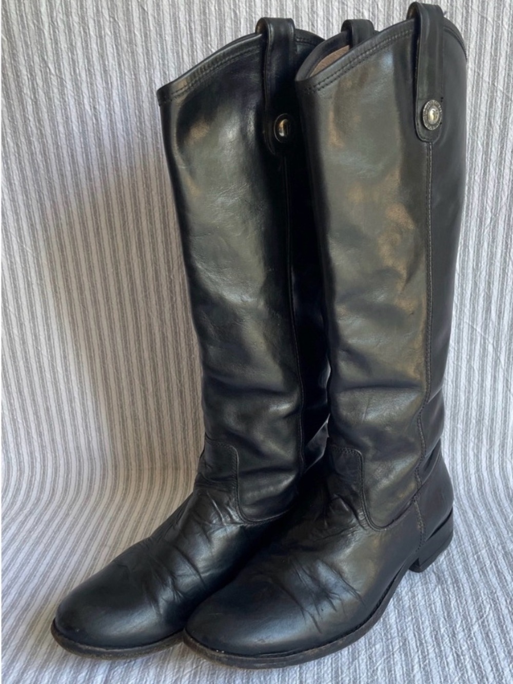 Frye Black Leather Tall Riding Boots